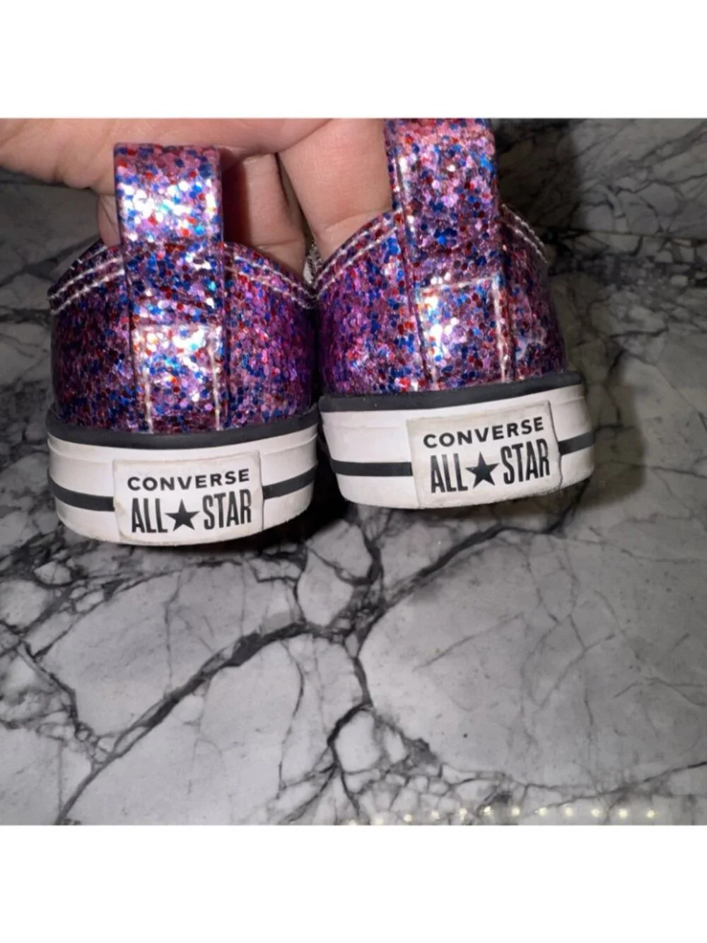 Converse Toddler Girls 4C Sparkle Sneakers Pink Purple Blue